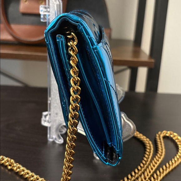 NWOT Kurt Geiger Metallic Blue WOC Crossbody Bag - Picture 8 of 12